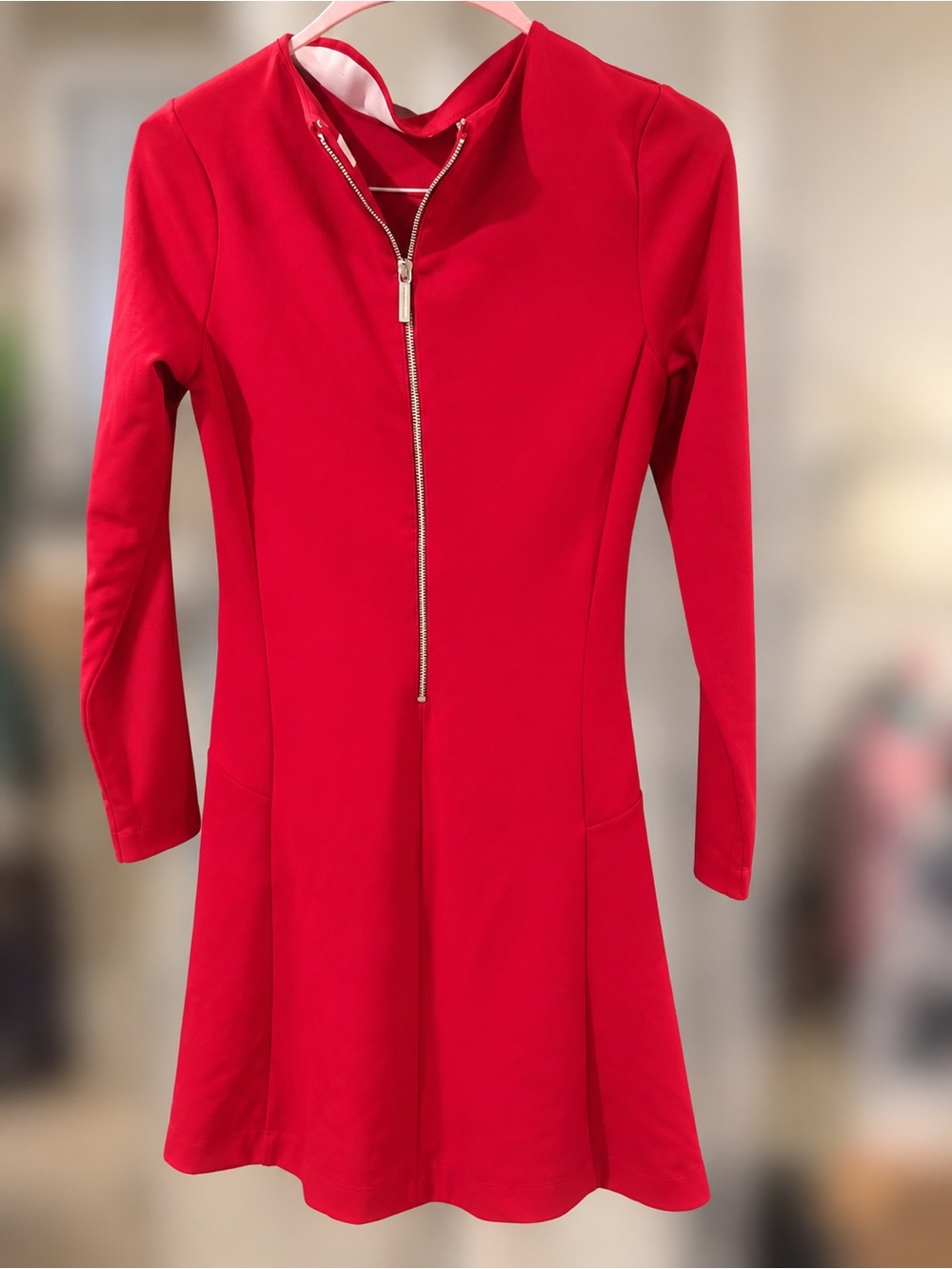 Michael Kors Red Zip-Front Fit & Flare Dress sz 4